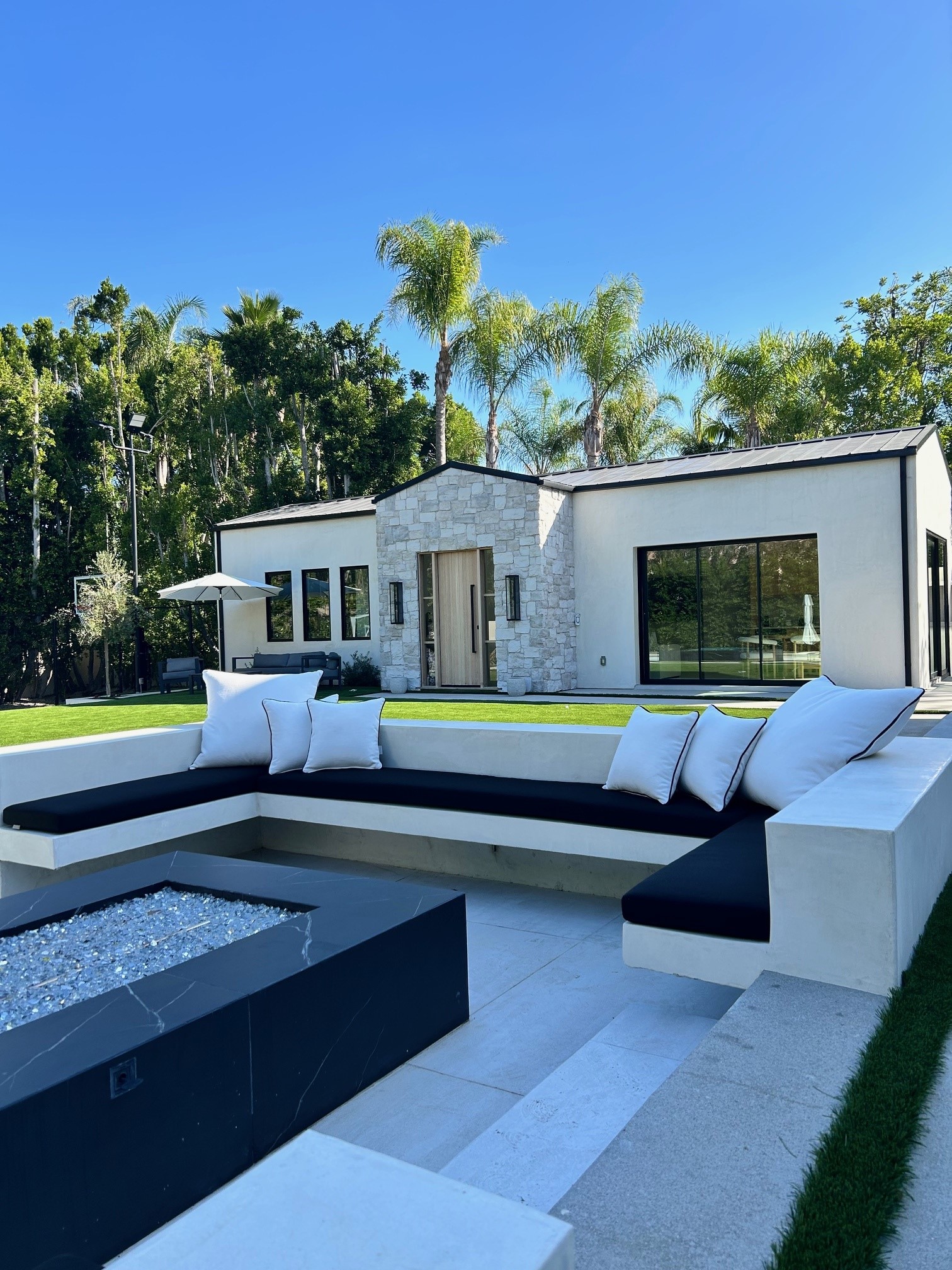 Luxury custom curved fire pit seating cushions