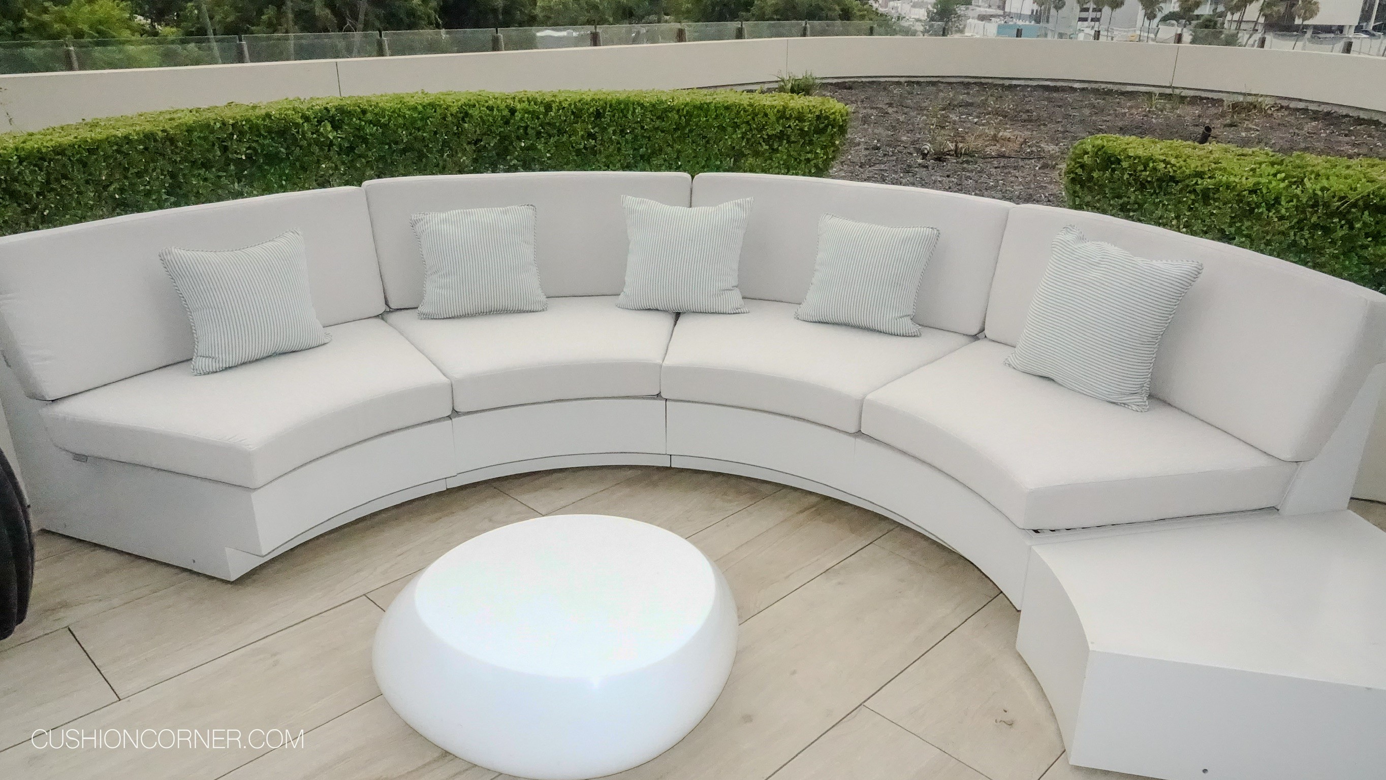 Waldorf Astoria curved terrace resort sectional cushions