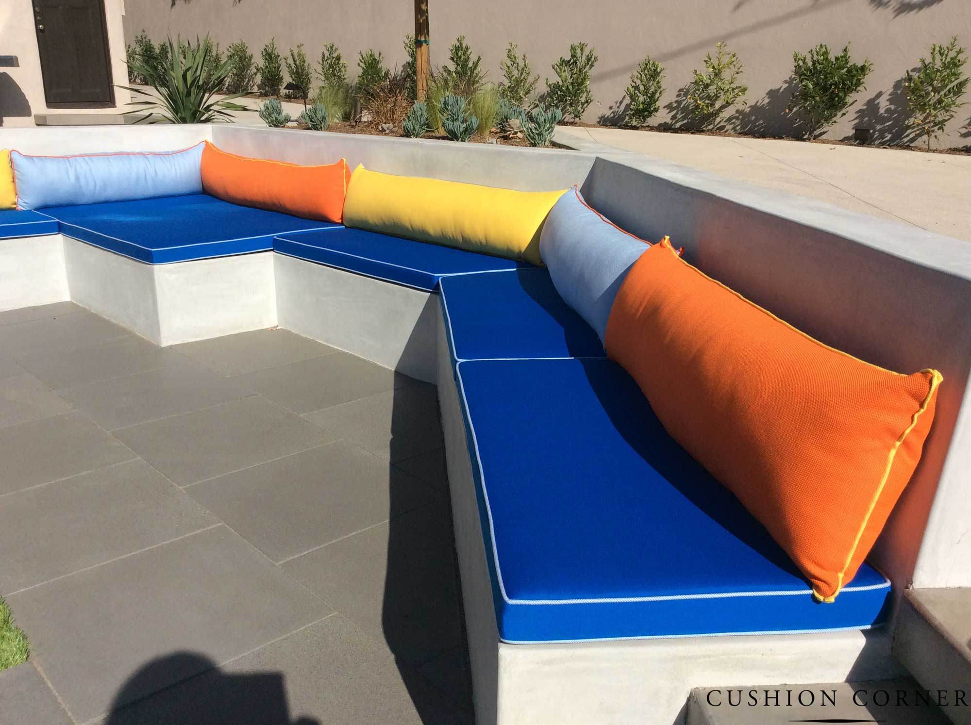 Custom concrete bench cushions and pillows