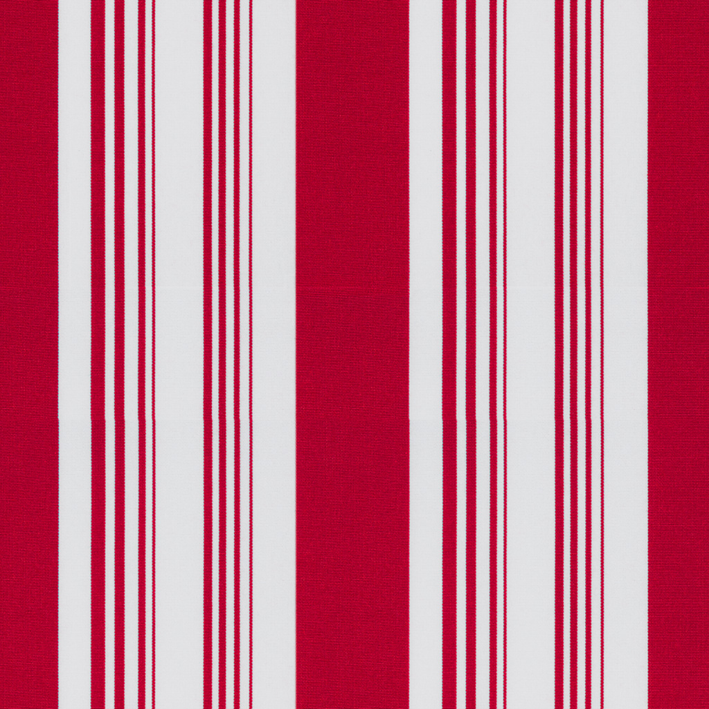 Novella Ruby red and white striped outdoor performance fabric